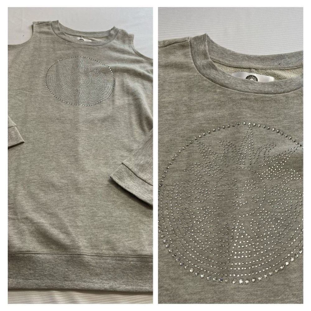 Cirque De Soleil Grey Rhinestone Cold Shoulder Sunburst Sweatshirt Size Medium